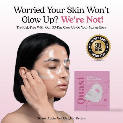 Quasi Collagen Glow Up Mask 2.0, Quasi Bio Collagen Face Mask, Firm Skin Deep Hydrating Masks for Wrinkle Reduction and Pore Minimization - Glow like Glass Skin (1 Box (4 Pcs))